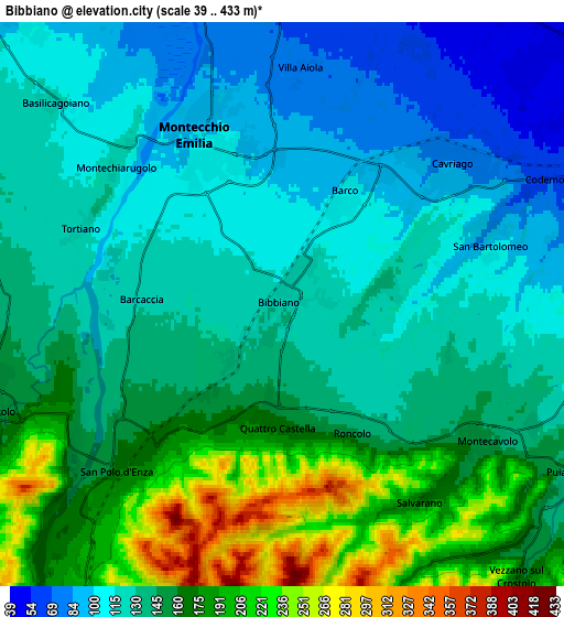 Zoom OUT 2x Bibbiano, Italy elevation map