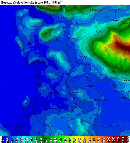 Zoom OUT 2x Besozzo, Italy elevation map