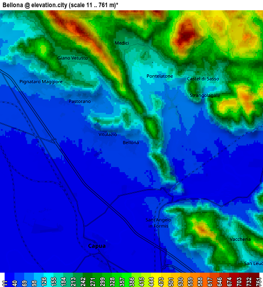 Zoom OUT 2x Bellona, Italy elevation map