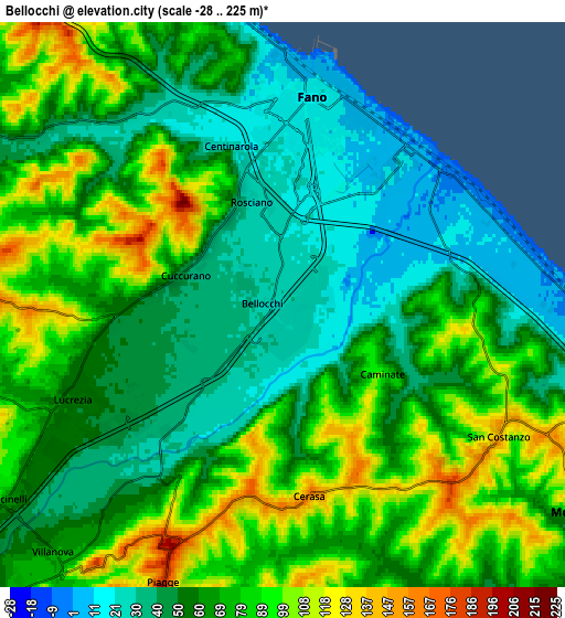 Zoom OUT 2x Bellocchi, Italy elevation map