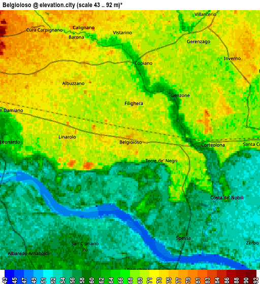 Zoom OUT 2x Belgioioso, Italy elevation map