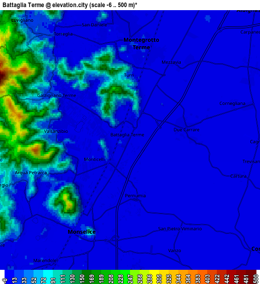 Zoom OUT 2x Battaglia Terme, Italy elevation map