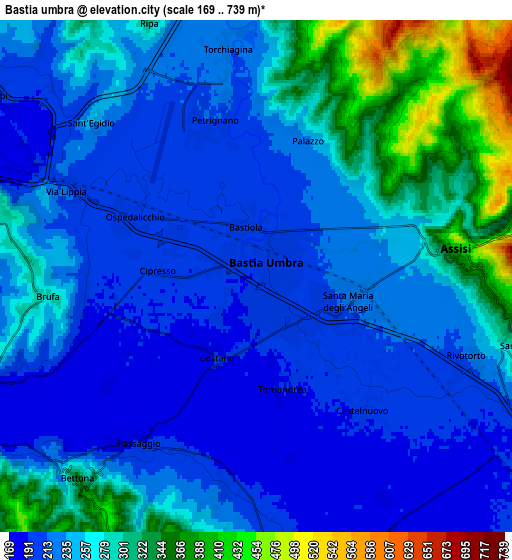 Zoom OUT 2x Bastia umbra, Italy elevation map