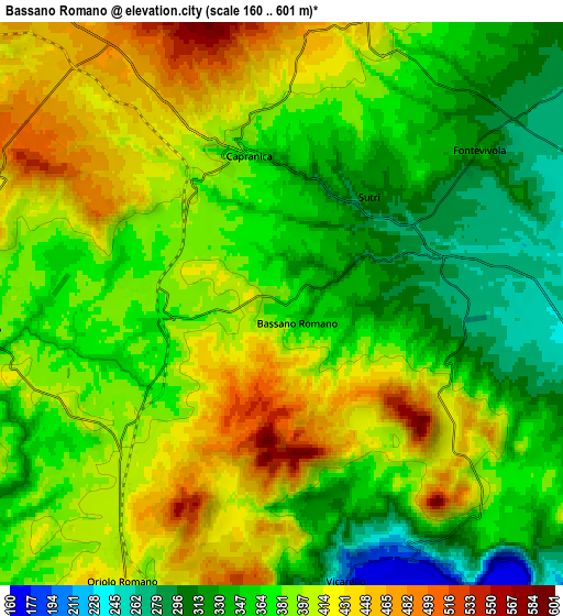 Zoom OUT 2x Bassano Romano, Italy elevation map