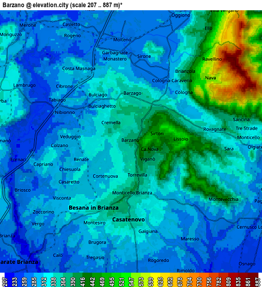 Zoom OUT 2x Barzanò, Italy elevation map