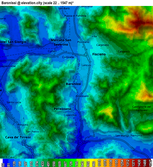 Zoom OUT 2x Baronissi, Italy elevation map