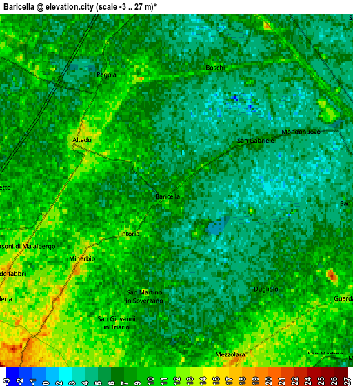 Zoom OUT 2x Baricella, Italy elevation map