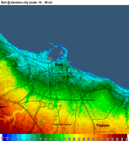 Zoom OUT 2x Bari, Italy elevation map