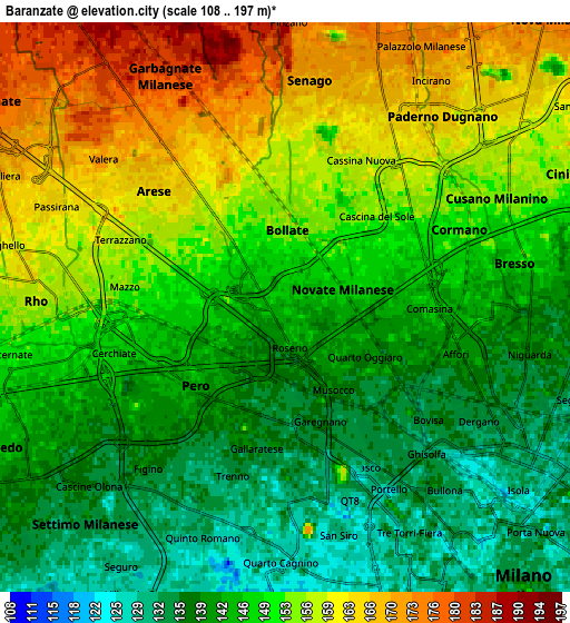 Zoom OUT 2x Baranzate, Italy elevation map