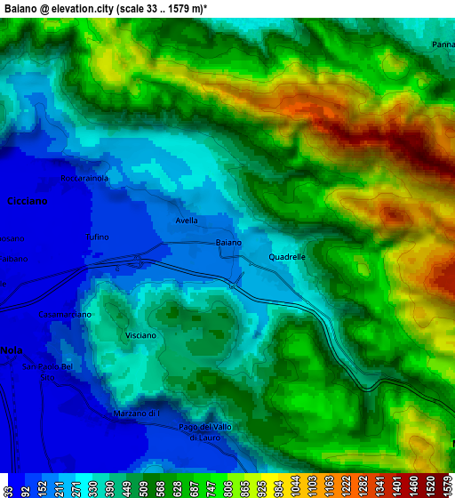 Zoom OUT 2x Baiano, Italy elevation map