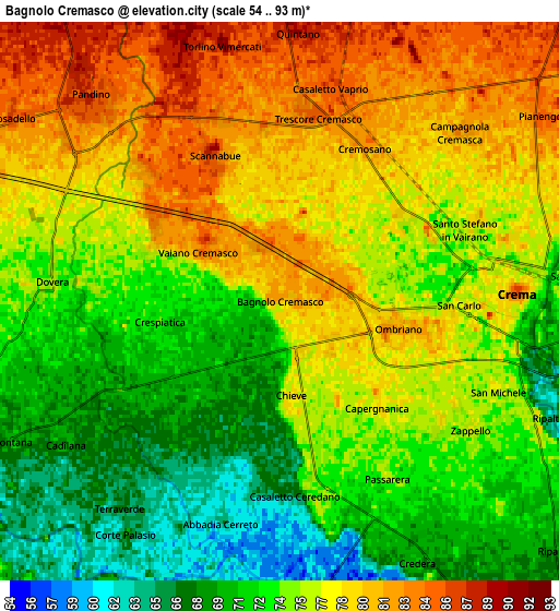 Zoom OUT 2x Bagnolo Cremasco, Italy elevation map