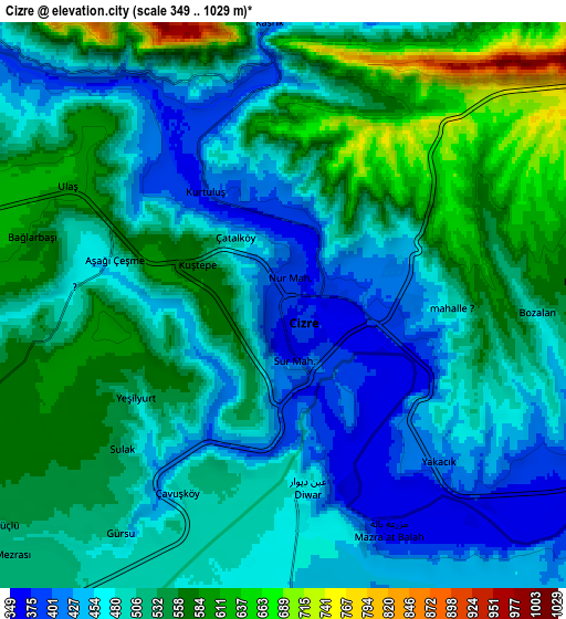 Zoom OUT 2x Cizre, Turkey elevation map