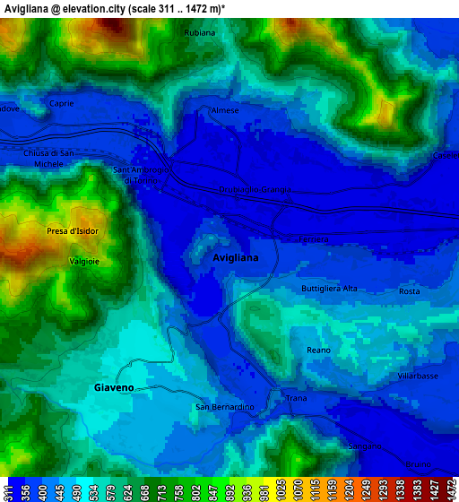 Zoom OUT 2x Avigliana, Italy elevation map