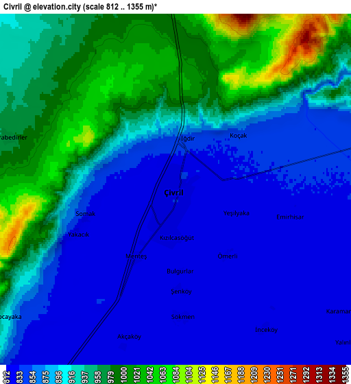 Zoom OUT 2x Çivril, Turkey elevation map