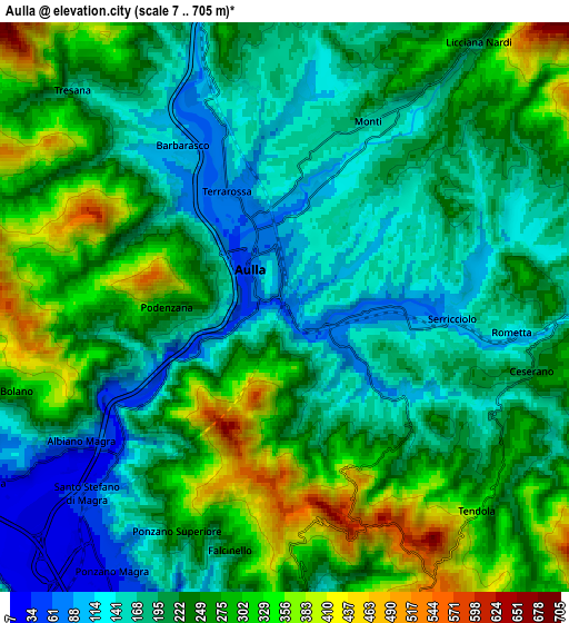 Zoom OUT 2x Aulla, Italy elevation map