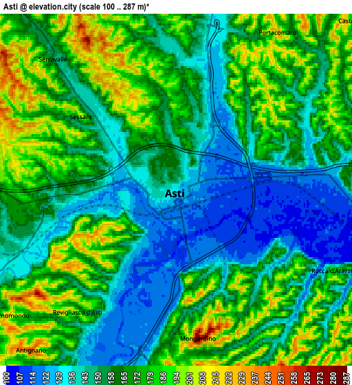 Zoom OUT 2x Asti, Italy elevation map