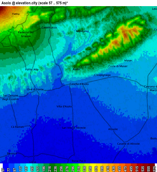 Zoom OUT 2x Asolo, Italy elevation map