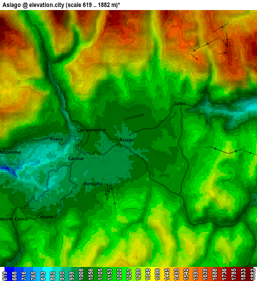 Zoom OUT 2x Asiago, Italy elevation map