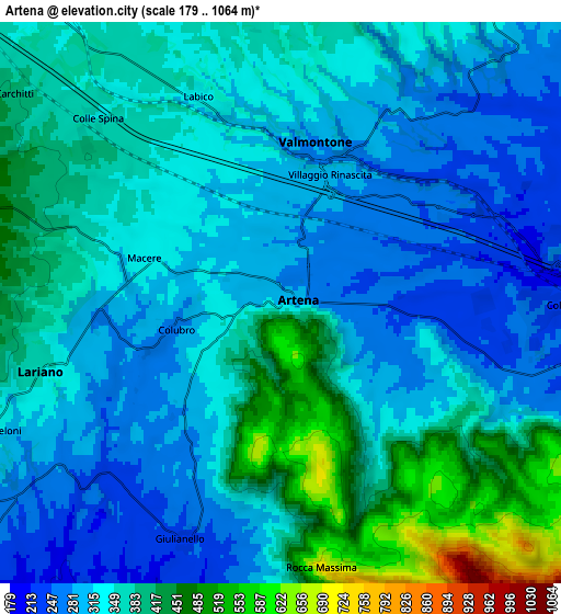 Zoom OUT 2x Artena, Italy elevation map