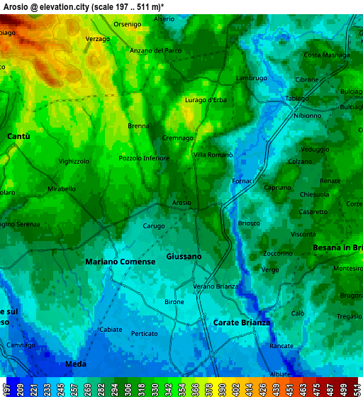 Zoom OUT 2x Arosio, Italy elevation map