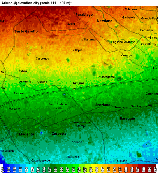 Zoom OUT 2x Arluno, Italy elevation map