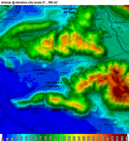 Zoom OUT 2x Arienzo, Italy elevation map