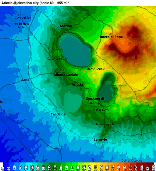 Zoom OUT 2x Ariccia, Italy elevation map