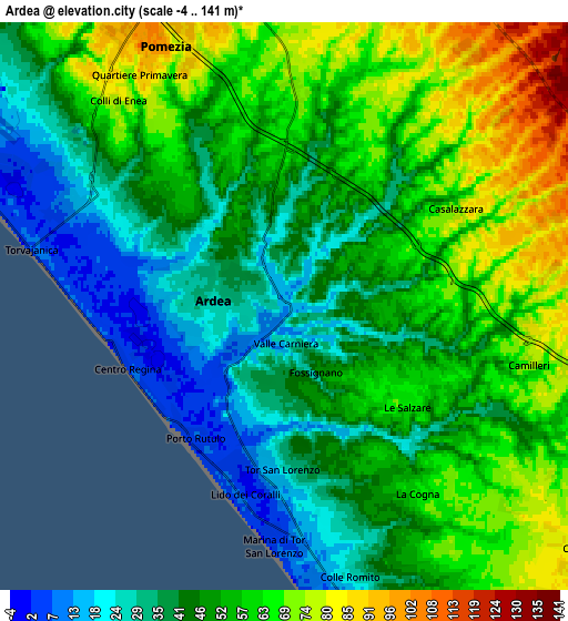 Zoom OUT 2x Ardea, Italy elevation map