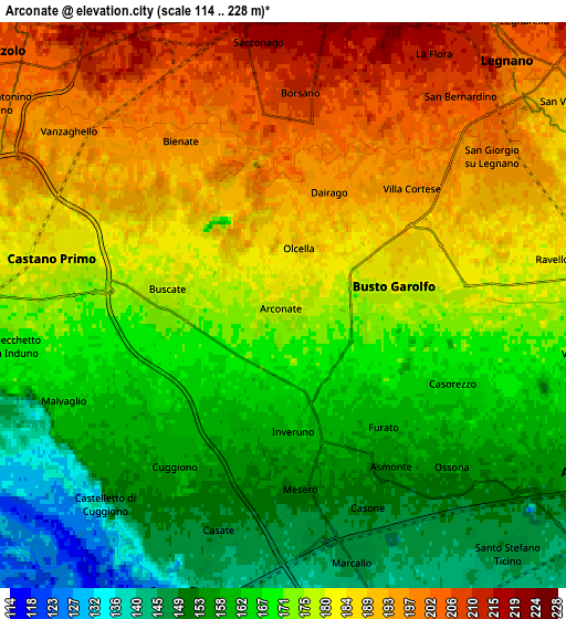 Zoom OUT 2x Arconate, Italy elevation map