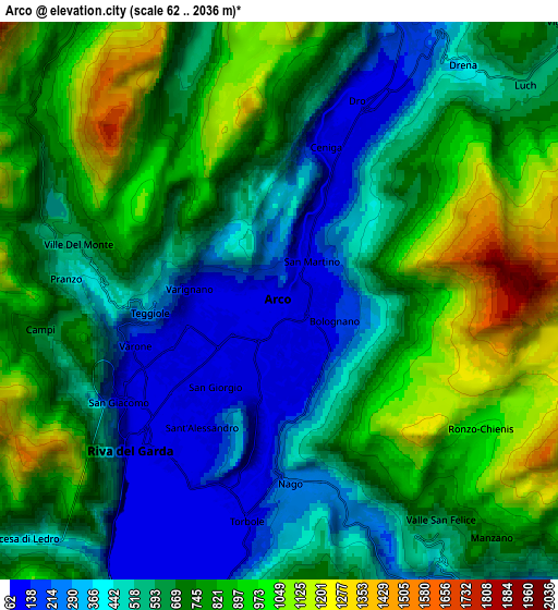 Zoom OUT 2x Arco, Italy elevation map