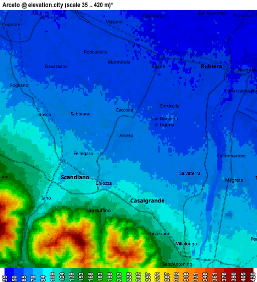 Zoom OUT 2x Arceto, Italy elevation map