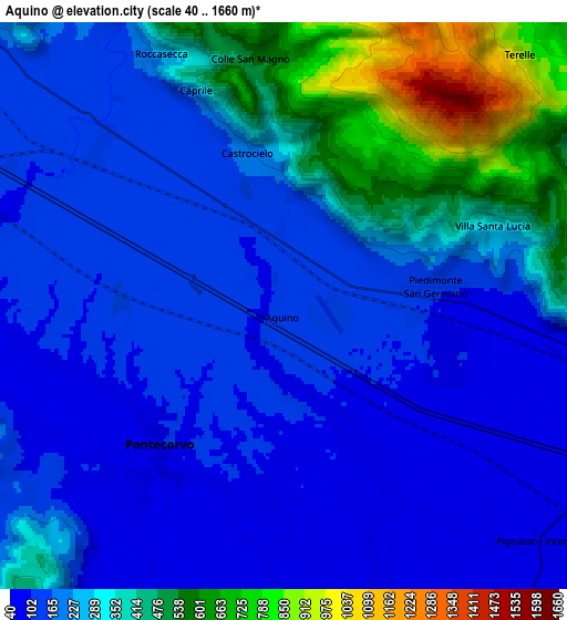 Zoom OUT 2x Aquino, Italy elevation map