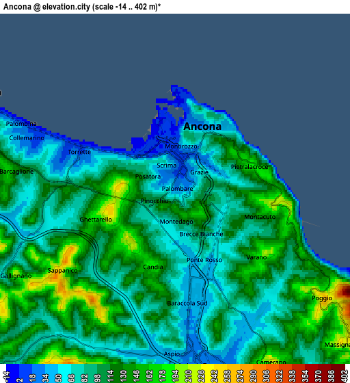 Zoom OUT 2x Ancona, Italy elevation map