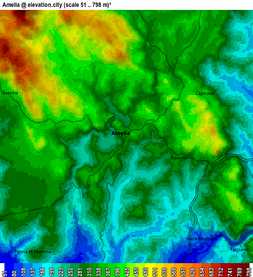 Zoom OUT 2x Amelia, Italy elevation map