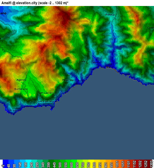 Zoom OUT 2x Amalfi, Italy elevation map