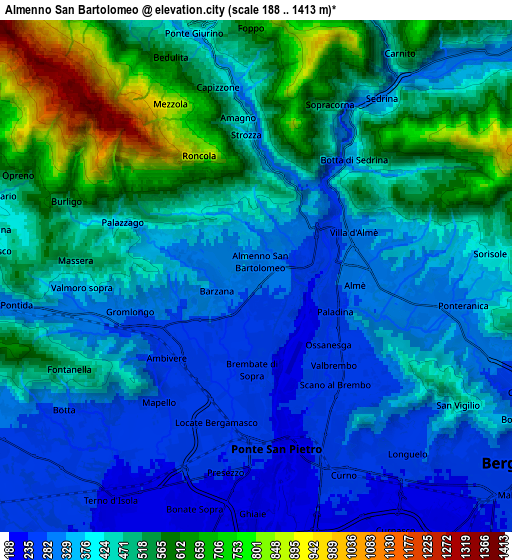 Zoom OUT 2x Almenno San Bartolomeo, Italy elevation map