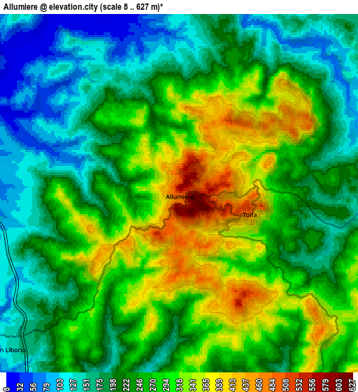Zoom OUT 2x Allumiere, Italy elevation map