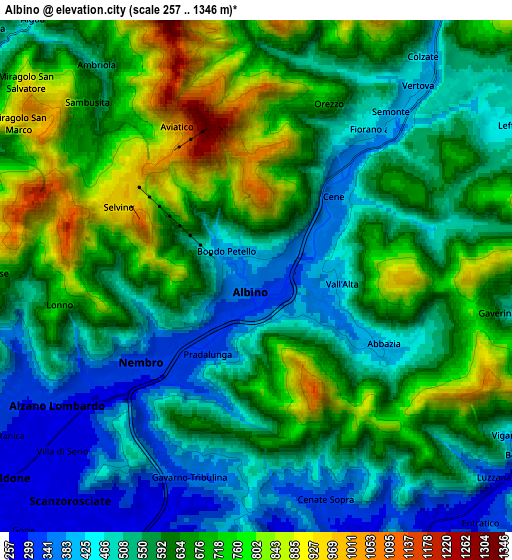 Zoom OUT 2x Albino, Italy elevation map