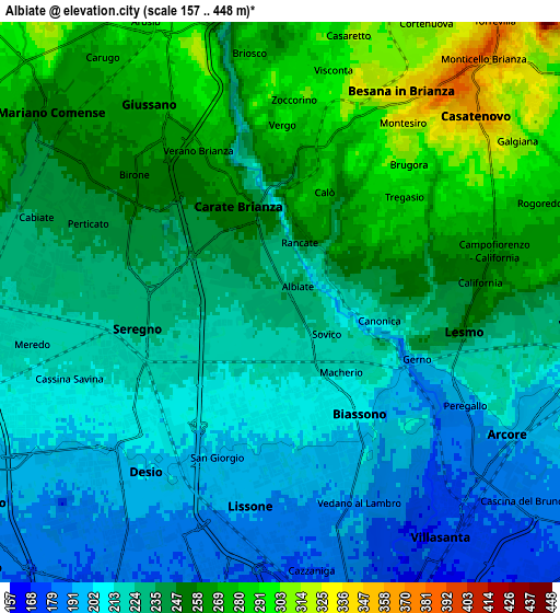 Zoom OUT 2x Albiate, Italy elevation map