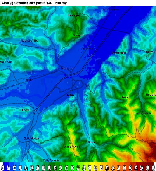 Zoom OUT 2x Alba, Italy elevation map