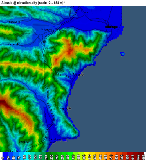 Zoom OUT 2x Alassio, Italy elevation map