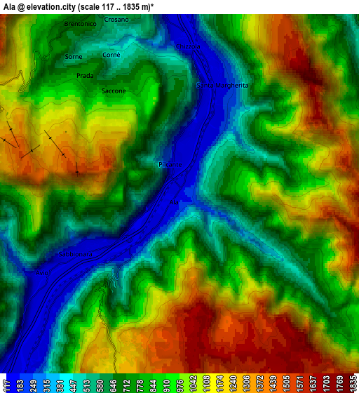 Zoom OUT 2x Ala, Italy elevation map