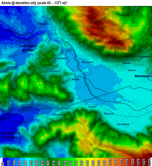 Zoom OUT 2x Airola, Italy elevation map