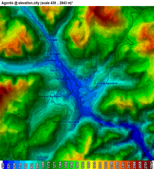 Zoom OUT 2x Agordo, Italy elevation map