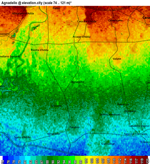 Zoom OUT 2x Agnadello, Italy elevation map