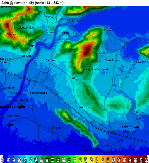 Zoom OUT 2x Adro, Italy elevation map