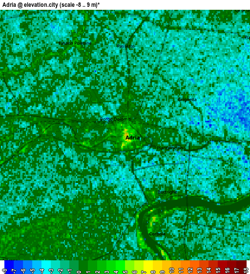 Zoom OUT 2x Adria, Italy elevation map