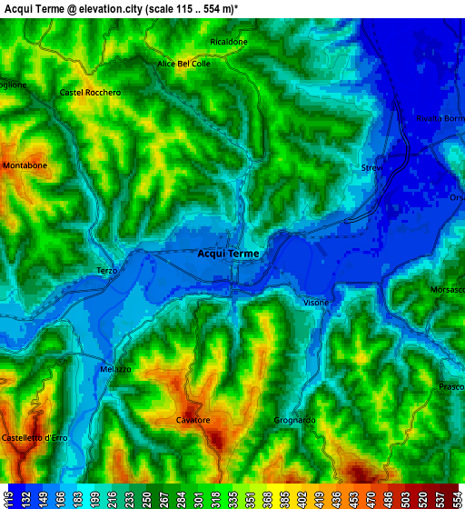 Zoom OUT 2x Acqui Terme, Italy elevation map