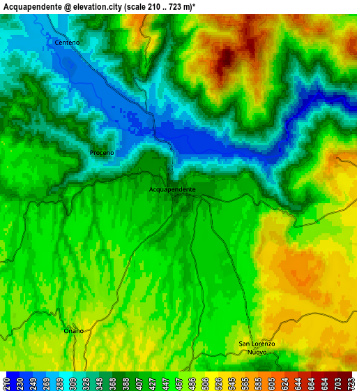 Zoom OUT 2x Acquapendente, Italy elevation map