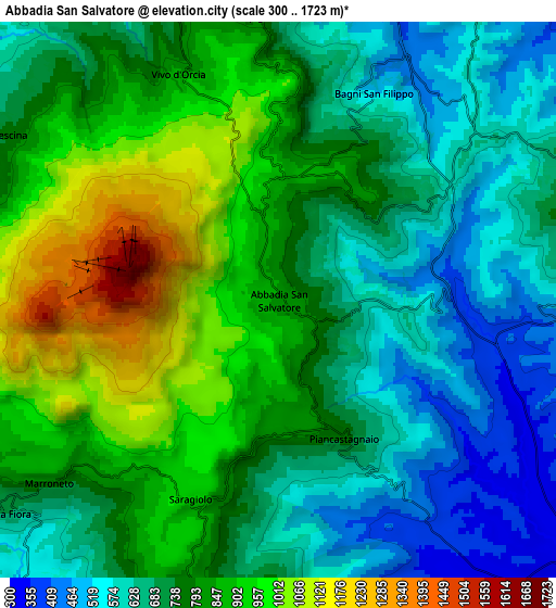 Zoom OUT 2x Abbadia San Salvatore, Italy elevation map